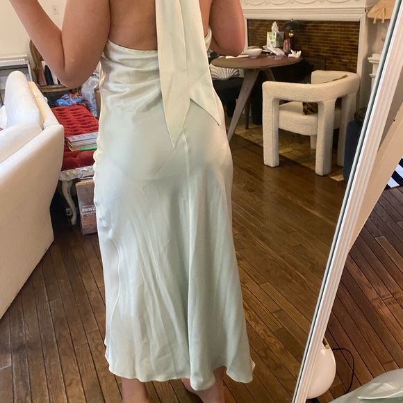 Brand new- Silk MAISON-bias cut 100% mulberry silk ice green dress/ evening gown - Picture 9 of 16